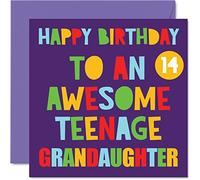 Cartes d'anniversaire amusantes pour 14e anniversaire pour petite-fille - Superbe carte d'anniversaire pour petite-fille 14 ans - Carte d'anniversaire 145mm