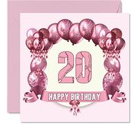 Cartes d'anniversaire amusantes pour 20e anniversaire pour femme - Ballons d'anniversaire - Carte d'anniversaire pour fils fille frère sœur petit-fils petite-fille nièce neveu oncle cartes de vœux