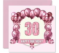Cartes d'anniversaire amusantes pour 30e anniversaire pour femme - Ballons d'anniversaire - Carte d'anniversaire pour papa maman fils fille frère sœur oncle tante cousine cartes de vœux