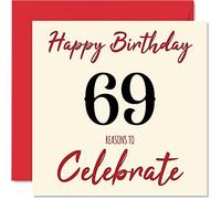 Cartes d'anniversaire amusantes pour 69e anniversaire pour homme et femme - Carte d'anniversaire pour papa, maman, grand-père, grand-mère, oncle, tante, cousin, 145 mm x 145 mm, carte d'anniversaire
