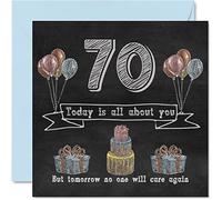 Cartes d'anniversaire amusantes pour 70e anniversaire pour homme et femme - Tableau noir à craie - Carte d'anniversaire pour oncle maman papa grand-père grand-mère tante 145mm