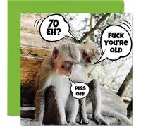 Cartes d'anniversaire amusantes pour 70e anniversaire pour homme et femme - Vieux singes - Carte d'anniversaire pour papa, maman, grand-père, grand-père, grand-mère, oncle, tante, 145 mm x 145 mm