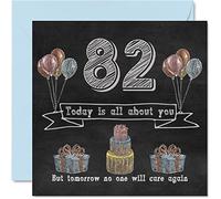 Cartes d'anniversaire amusantes pour 82e anniversaire pour homme et femme - Tableau noir à craie - Carte d'anniversaire pour oncle maman papa grand-père grand-mère tante 145mm