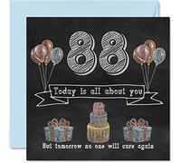 Cartes d'anniversaire amusantes pour 88e anniversaire pour homme et femme - Tableau noir à craie - Carte d'anniversaire pour oncle maman papa grand-père grand-mère tante 145mm