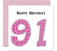 Cartes d'anniversaire amusantes pour 91e anniversaire pour femme - Shapecloud - Carte d'anniversaire pour grand-père, grand-père, grand-mère, grand-mère, grand-mère, papa, maman, 145 mm x 145 mm,