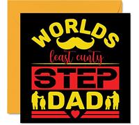 Cartes d'anniversaire amusantes pour beau-père - Least C*nty Step Dad - Carte d'anniversaire grossière pour papa, beau-père, cadeau d'anniversaire, 145 mm x 145 mm, cartes de vœux pour beau-père