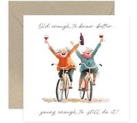 Cartes d'anniversaire amusantes pour femme - Carte d'anniversaire pour meilleure amie - Old Enough To Know Better - Carte d'anniversaire hilarante pour femme pour elle - Carte d'amitié pour meilleure