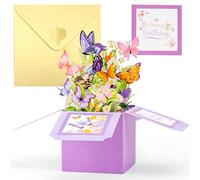 Cartes d'anniversaire amusantes pour femmes, carte pop-up 3D avec papillon et fleur, joyeux anniversaire avec enveloppe et carte de vœux pour fille, mère, petite amie