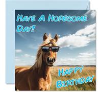 Cartes d'anniversaire amusantes pour femmes et hommes - Lunettes de soleil Cool Horse - Carte de joyeux anniversaire pour maman, papa, frère, sœur, oncle, tante, cousin, grand-père, nounou, amie, 145