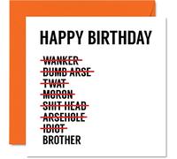 Cartes d'anniversaire amusantes pour frère - Liste rayée - Carte d'anniversaire Joke Happy Birthday pour frère de la part d'une sœur cadeau d'anniversaire pour frère