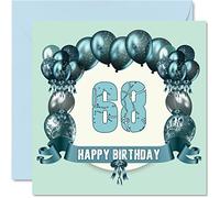 Cartes d'anniversaire amusantes pour homme - Ballons d'anniversaire - Carte d'anniversaire pour papa, tante, oncle, nounou, cousin, grand-père, grand-mère, 145 mm x 145 mm, cartes de vœux pour 68e