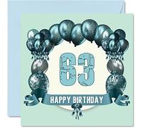 Cartes d'anniversaire amusantes pour homme - Ballons d'anniversaire - Carte d'anniversaire pour papa, tante, oncle, nounou, cousin, grand-père, grand-mère, 145 mm x 145 mm, cartes de vœux pour 63e