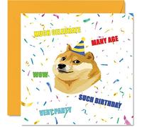 Cartes d'anniversaire amusantes pour homme et femme - Doge Meme - Cartes d'anniversaire grossières pour maman papa frère sœur fils fille grand-père 145mm cartes de vœux humoristiques