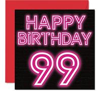 Cartes d'anniversaire amusantes pour homme et femme - Fluo Glow - Carte d'anniversaire pour grand-père grand-mère papa maman 145mm carte de vœux pour 99e anniversaire