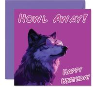 Cartes d'anniversaire amusantes pour homme et femme - Lunettes de soleil loup cool - Carte d'anniversaire pour maman, papa, frère, sœur, oncle, tante, cousin, grand-père, grand-père, amie, 145 mm