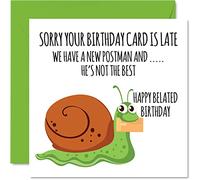 Cartes d'anniversaire amusantes pour homme et femme - Snail Mail - Carte d'anniversaire tardive pour maman papa frère sœur fils fille grand-père