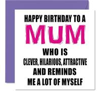 Cartes d'anniversaire amusantes pour maman - Intelligente, drôle, belle - Carte d'anniversaire pour maman de la part de sa fille, fils, cadeaux d'anniversaire pour maman, 145 mm x 145 mm, cartes de
