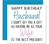 Cartes d'anniversaire amusantes pour mari de la part de sa femme - Happy Birthday Husband No Gift - Carte d'anniversaire de la part de sa partenaire cadeau d'anniversaire grossier pour mari
