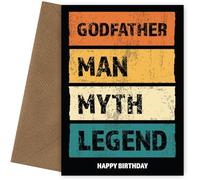 Cartes d'anniversaire amusantes pour parrain - Légende mythe de l'homme - Carte d'anniversaire pour hommes de tout âge de 18 à 100 ans, joyeux anniversaire, parrain