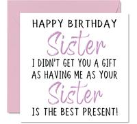 Cartes d'anniversaire amusantes pour sœur de la part d'une sœur - Carte d'anniversaire de la part d'une sœur ou d'une sœur - 145 mm x 145 mm - Cartes de vœux humoristiques pour elle