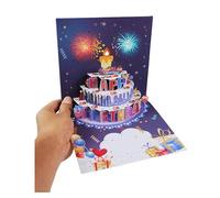 Cartes d'anniversaire avec feux d'artifice, gâteau pop-up et musique soufflable, cartes de vœux avec enveloppes et lumière LED « Happy Birthday », cadeaux d'anniversaire pour femme, homme, maman, papa
