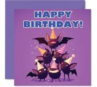 Cartes d'anniversaire chauve-souris pour elle et lui - Pyramide d'animaux - Carte d'anniversaire pour maman, papa, frère, sœur, tante, oncle, cousin, ami, famille, collègue, 145 mm