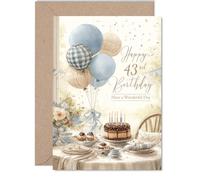 Cartes d'anniversaire de 43e anniversaire pour homme et femme - Carte d'anniversaire rustique pour homme, femme, neveu, sœur, cousine, fille, 12,7 x 17,8 cm