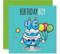 Cartes d'anniversaire de 46 ans pour homme - Gâteau garçon ballons - Carte d'anniversaire pour homme de 46 ans, ami, neveu, voisin, oncle, carte de vœux d'anniversaire de 145 mm