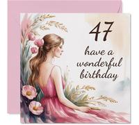 Cartes d'anniversaire de 47 ans pour femme - Fleuriere - Carte d'anniversaire pour femme, fille, collègue, voisine, cousine, 145 mm