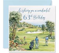 Cartes d'anniversaire de 63 ans pour homme - Célébration du golf - Carte d'anniversaire pour homme de 63 ans, mari, voisin, papa, ami, cartes de vœux d'anniversaire de 145 mm