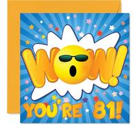 Cartes d'anniversaire de 81 ans pour femme et homme - WOW - Carte d'anniversaire pour femme, homme, tante, oncle, grand-père, grand-père, cartes de vœux d'anniversaire de 145 mm