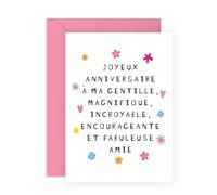 Cartes d'anniversaire et enveloppes pour meilleure amie - Joyeux anniversaire à mon amie, ma merveilleuse amie - Cartes de vœux pour femmes, meilleure amie, collègue