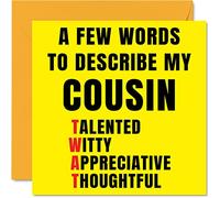 Cartes d'anniversaire grossières pour cousin - Quelques mots décrivent Tw*t - Carte d'anniversaire pour cousin de la part d'un parent, cadeau d'anniversaire pour cousin, 145 mm x 145 mm, cartes de