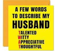 Cartes d'anniversaire grossières pour mari - Quelques mots décrivent Tw*t - Carte d'anniversaire pour mari de la part de sa femme, partenaire, cadeaux d'anniversaire de plaisanterie, 145 mm x 145 mm