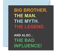 Cartes d'anniversaire humoristiques pour grand frère - Carte d'anniversaire humoristique de la part de Little Sister Bro, cadeau d'anniversaire de plaisanterie 145 mm x 145 mm