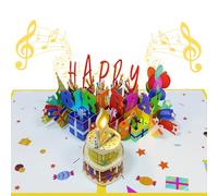 Cartes d'anniversaire musicales avec lumière et musique, cartes pop-up d'anniversaire 3D pour hommes et femmes - joue la chanson à succès 'Happy Birthday' (couleur)
