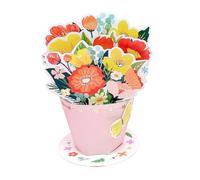 Cartes d'anniversaire pop-up 3D en pot de fleurs avec bouquet floral - Cartes de vœux pour maman, épouse, cadeaux d'anniversaire, condoléances