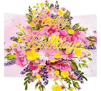 Cartes d'anniversaire pop-up 3D pour femme, carte de vœux d'anniversaire faite à la main, carte d'anniversaire avec enveloppe pour épouse, amie, maman, collègue (fleur)