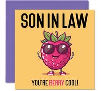 Cartes d'anniversaire pour beau-fils - Berry Cool - Carte d'anniversaire amusante pour beau-fils de la part de maman, beau-père, cadeaux d'anniversaire pour fils, 145 mm x 145 mm, cartes de vœux