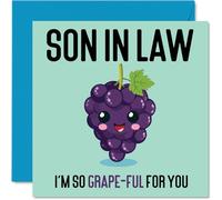 Cartes d'anniversaire pour beau-fils - Grape-Ful - Carte d'anniversaire amusante pour beau-fils de la part de maman, beau-père, cadeaux d'anniversaire pour fils, 145 mm x 145 mm, cartes de vœux pour