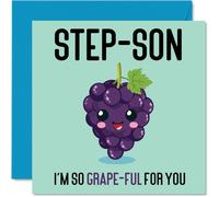 Cartes d'anniversaire pour beau-fils - Grape-Ful - Carte d'anniversaire amusante pour beau-fils de la part de beau-fils, cadeaux d'anniversaire pour beau-fils, 145 mm x 145 mm, cartes de vœux pour
