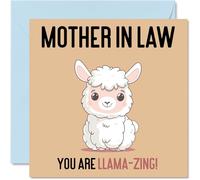 Cartes d'anniversaire pour belle-mère - Lama-Zing - Carte d'anniversaire amusante pour belle-mère de la part de son fils, belle-fille, carte de fête des mères pour belle-mère, 145 mm x 145 mm cartes