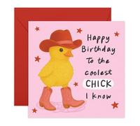 Cartes d'anniversaire pour femme - Poussin le plus cool que je connais - Cadeau pour femme, petite amie, sœur, meilleure amie, partenaire, fiancée, bébé, meilleure amie, femme, fille, cowgirls