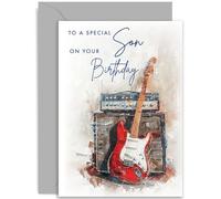 Cartes d'anniversaire pour fils - Carte d'anniversaire guitare rock n roll pour lui - Carte d'anniversaire pour homme pour fils - Cadeau d'anniversaire guitare - 18e, 21e, 30e, 40e, 50e, 60e |