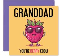 Cartes d'anniversaire pour grand-père - Berry Cool - Carte d'anniversaire amusante pour grand-père de la part de petit-fils, petite-fille, cadeaux d'anniversaire pour grand-père, 145 mm x 145 mm,