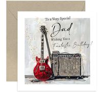 Cartes d'anniversaire pour homme - Carte d'anniversaire musicale en forme de guitare électrique pour papa - Carte de vœux d'anniversaire Rock n Roll pour lui - Carte d'anniversaire familiale pour