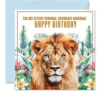 Cartes d'anniversaire pour homme et femme - Motif lion - Motif animal - 145mm - Carte d'anniversaire amusante pour maman papa sœur frère fille oncle tante bestie au travail collègue