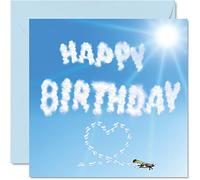 Cartes d'anniversaire pour homme femme lui elle avion nuages - Carte d'anniversaire pour maman papa frère sœur fils fille grand-père 145mm cartes de vœux humoristiques pour 30e 40e 50e anniversaire