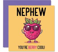 Cartes d'anniversaire pour neveu - Berry Cool - Carte d'anniversaire amusante pour neveu de la part de l'oncle, tante, neveu, cadeaux d'anniversaire, 145 mm x 145 mm, cartes de vœux pour homme et lui
