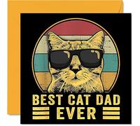Cartes d'anniversaire pour papa de la part du chat - Carte d'anniversaire « Best Cat Dad Ever » de la part de chat pour papa, cadeau amusant pour papa, 145 mm x 145 mm
